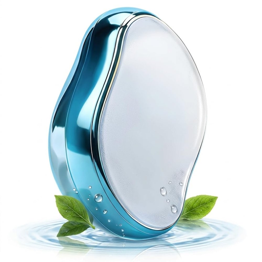 Crystal Hair Removal Device for Women and Men Painless Exfoliating Hair Eraser, Reusable & Washable Body Hair Remover (Blue)