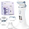 4 in 1 Electric Shaver for Women with Facial Brush, Electric Razor for Legs Underarm Pubic Hair, Bikini Trimmer IPX7 Portable Body Hair Removal, Wet & Dry Use, Rechargeable Grooming Kit, Light Blue view 1