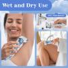 4 in 1 Electric Shaver for Women with Facial Brush, Electric Razor for Legs Underarm Pubic Hair, Bikini Trimmer IPX7 Portable Body Hair Removal, Wet & Dry Use, Rechargeable Grooming Kit, Light Blue view 3