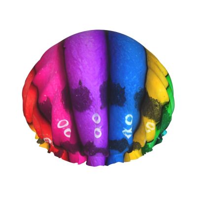 TYUMHcolored crayons Printed shower cap, lightweight, elastic, portable, suitable for bathing and hair care