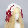 werdecade Lolita Headband with Bow, 15'' Lace Hair Band for Women, Sweet Maid Hair Accessory with Hair Clip (red, 15 inch) view 2