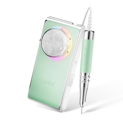 L'UGX Professional Nail Drill, 30000RPM Brushless Nail Drill Machine, Cordless Rechargeable Electric Nail File for Acrylic Nails Gel Polishing, Low Noise Low Vibration, 7Pcs Drill Bits, Diamond Green