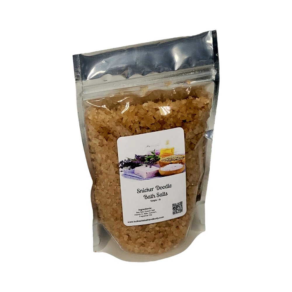 Bath Salts | 1lb Bag (16oz.) | Choose Your Scent | Epsom Salt | Sea Salt| Bathing | Body Care | Beauty | Relaxation | Spa | Pedicure | Manicure | Soak (Snickerdoodle)
