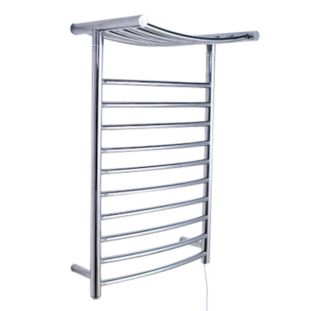 Electric Heated Towel Rack with Top Shelf 304 Stainless Steel Drying Rack, Bathroom Toilet Wall Mounted Heated Towel Rail Radiator (Hardwired)
