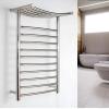 Electric Heated Towel Rack with Top Shelf 304 Stainless Steel Drying Rack, Bathroom Toilet Wall Mounted Heated Towel Rail Radiator (Hardwired) view 4