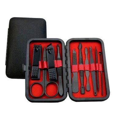 10-Piece Nail Clippers Set with Travel Case  Black Manicure & Pedicure Kit with Cuticle Tools for Professional Grooming