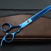 7 Inch Professional Barber Scissor Set - Hairdressing Scissors with Flat Cutting Edges, Blue view 2