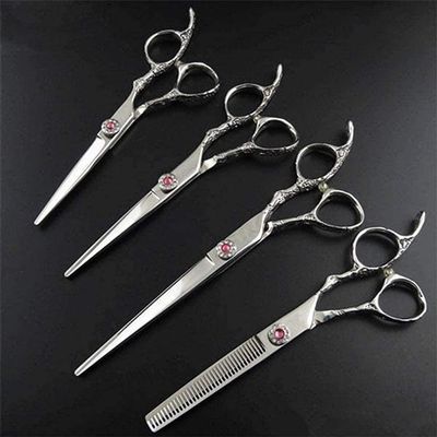 5.5/6/7 inch Plum Handle Hairdressing Scissors - Professional Hair Scissors Set for Makeup and Thinning