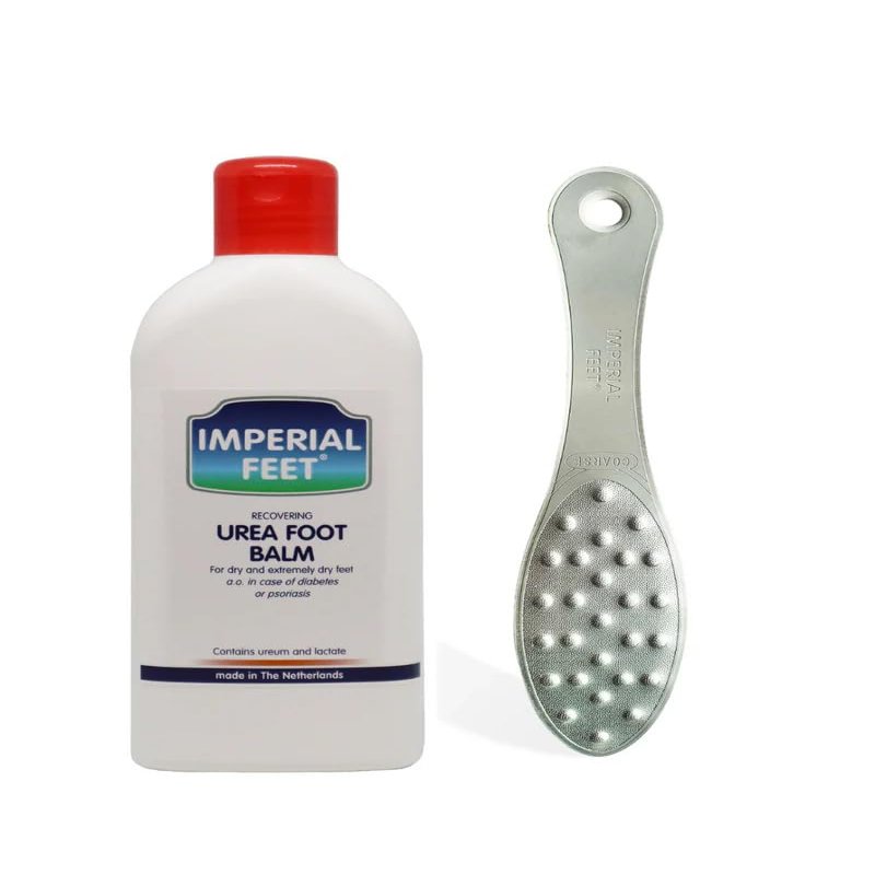 Imperial Feet Urea Foot Balm and Steel Foot Scraper for Cracked Heel Repair