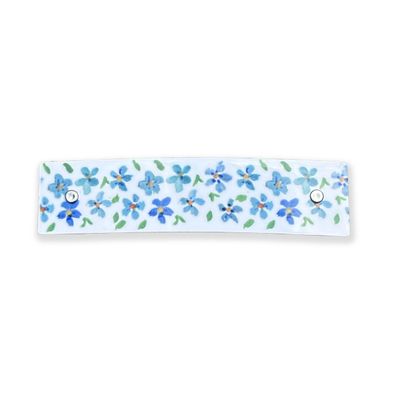 Blue flower hair clip, French barrette, four sizes, fine hair, thick hair, handcrafted in the USA, 60mm 70mm 80mm 100mm, French clasp, floral barrette, Treetop Design Co (Large)