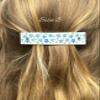 Blue flower hair clip, French barrette, four sizes, fine hair, thick hair, handcrafted in the USA, 60mm 70mm 80mm 100mm, French clasp, floral barrette, Treetop Design Co (Large) view 4