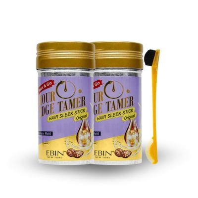 EBIN NEW YORK Hair Wax Stick 2x 24 Hour Edge Tamer Sleek Hair Wax Stick - Original (2.7oz) Bundle with 24hour Edge Tamer Brush - Swine Bristle (Black) Sleek Control Set Gift Set (3 Items)