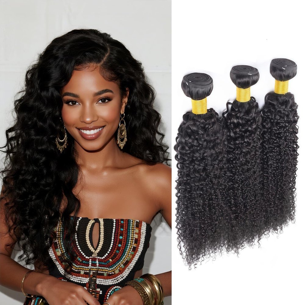 Jerry Curly Human Hair Bundles 1B Natural Black 8 10 12 Inch Brazilian Virgin Remy Hair Extensions Soft Bouncy Weave