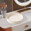 360 Rotating Makeup Organizer Storage Tray Rotatable Makeup Brush Holder Display Case for Skincare 9.84x9.84x2.83 inch- White view 4