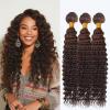 Dark Brown Human Hair Bundles Color 4 Deep Wave 14 16 18 Inch Brazilian Virgin Double Weft Chocolate Brown Hair Extensions Soft Smooth Bouncy for Black Women view 1