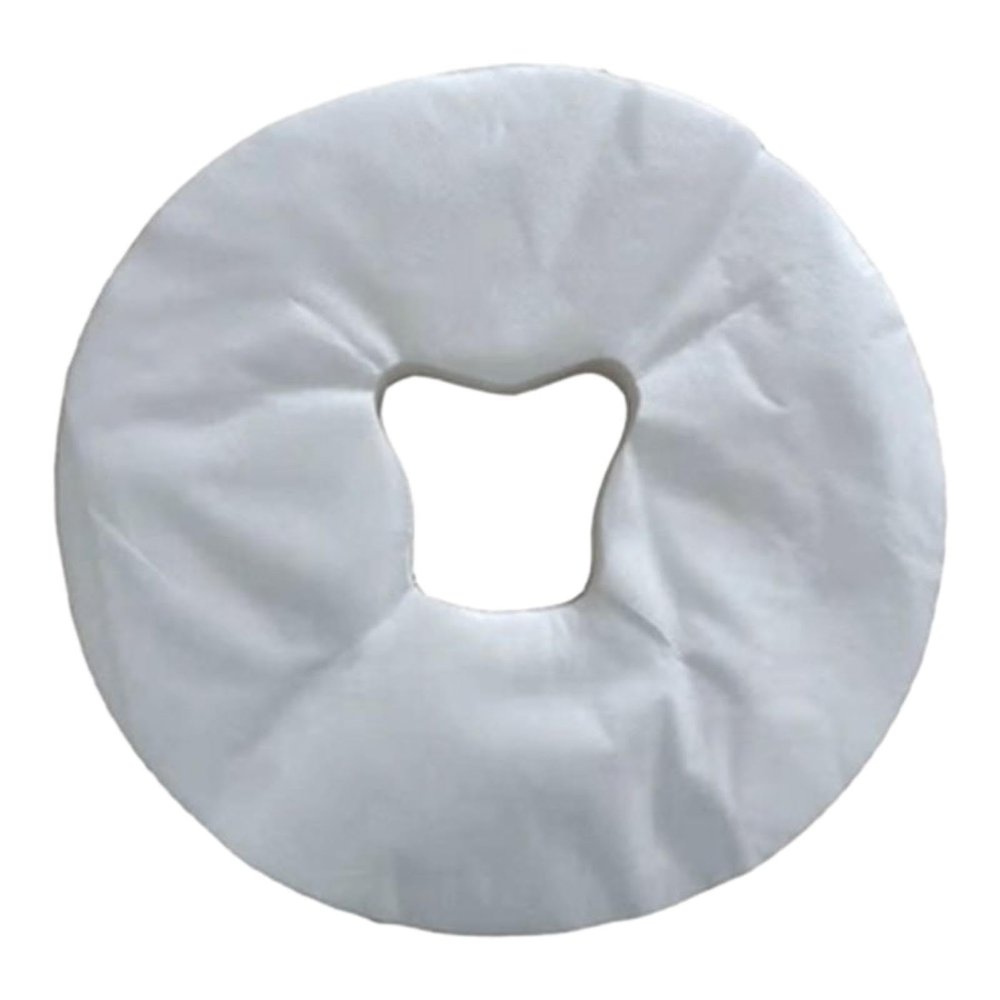 100 Face Cradle Covers Disposable Headrest Covers for Massage Chairs Non-Woven White Sanitary Covers for Spas Salons Hotels- Round 29.5x29.5cm
