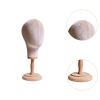 PawwJoy Wig Holder Mannequin Head with Wood Base 16.34 Inch Height for Salon Stylist Training Home Hairdresser Practice Display Stand- beige view 3