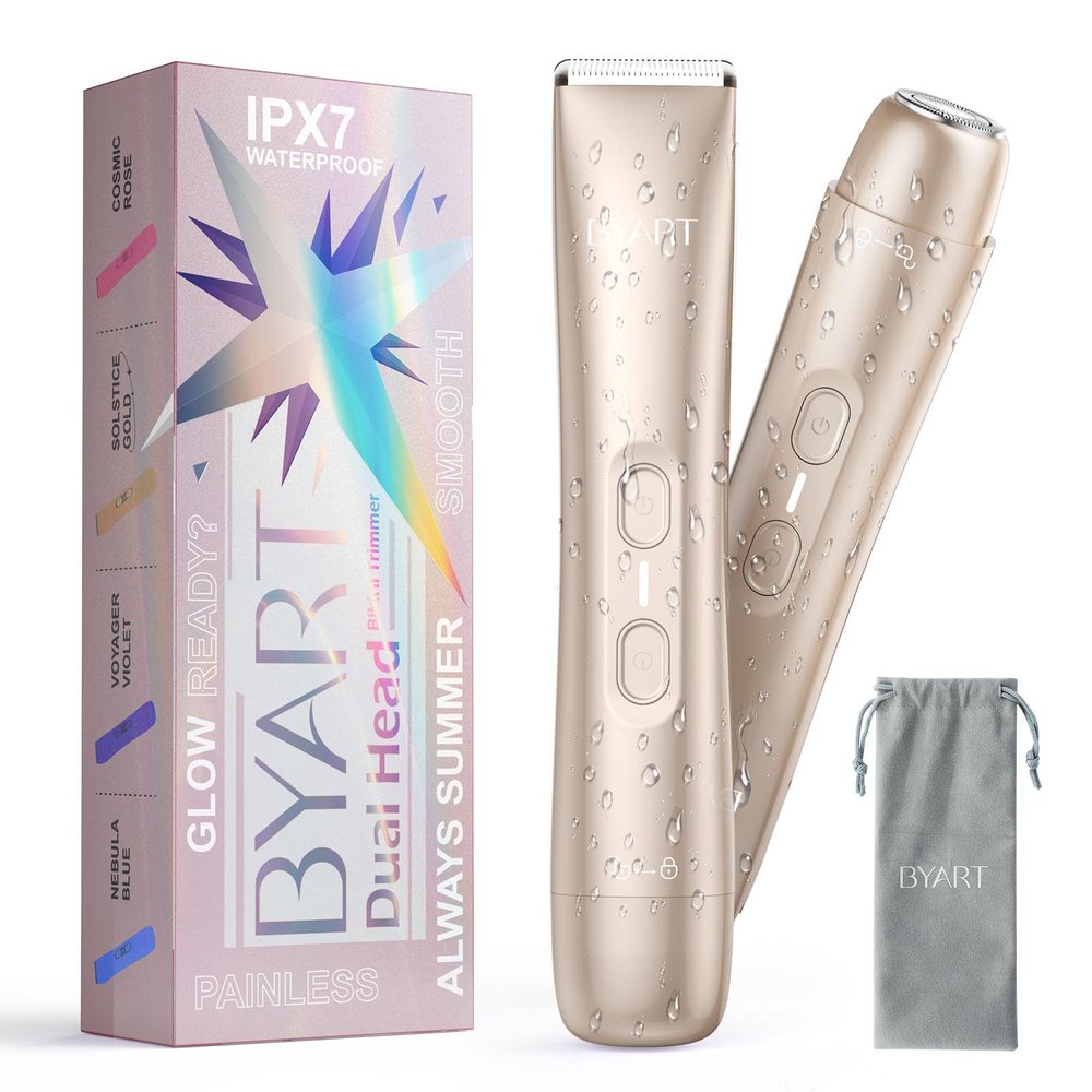 Pubic Hair Trimmer for Women Electric Razor for Private Area & Sensitive Skin, Cordless Rechargeable Lady Shaver for Intimate Grooming Smooth, No-Irritation, Rechargeable, IPX7 Waterproof (GOLD)