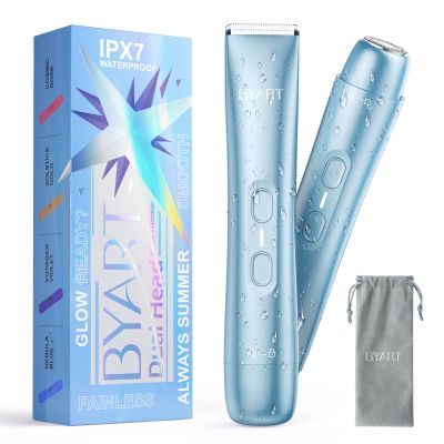 Dual Head Electric Shaver for Women - Rechargeable Body Hair Trimmer, 5-Min Fast Charge for Travel, Portable Facial Hair Removal for Ladies, Dermaplane Razor for Women Face, Birthday Gifts (Blue)