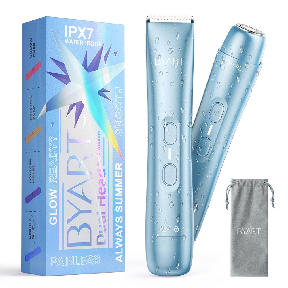 Dual Head Electric Shaver for Women - Rechargeable Body Hair Trimmer, 5-Min Fast Charge for Travel, Portable Facial Hair Removal for Ladies, Dermaplane Razor for Women Face, Birthday Gifts (Blue)