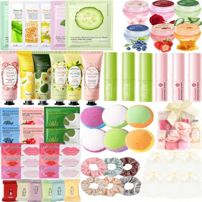 60 PCS Spa Party Supplies,Spa Party Favors kits Include Face Masks Skincare,Hand Cream, Lip Balm,Under Eye Patches,Lip Mask,Foot Bath Bombs,Women Ideal Gift Bulk Birthday Sleepover Spa Party