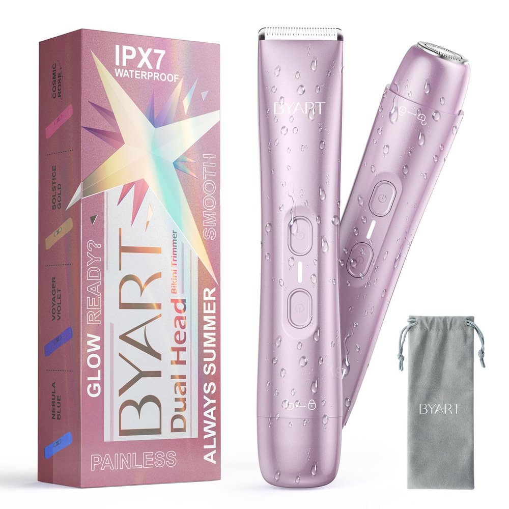 Electric Razors for Women - 2-in-1 Body & Facial Hair Trimmer, Wet & Dry Use Cordless Shaver for Legs, Underarms, Bikini Line, Ceramic Blade for Sensitive Skin - Teen Girl Gifts Trendy Stuff (Pink)