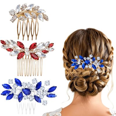 3 pieces Crystal Rhinestone Hair Side Combs,Bridal Hair Comb Crystal Wedding Hair Comb, Rhinestone Hair Piece Party Headress for Bride Bridesmaid,Suitable for everyday, wedding, prom