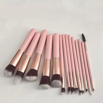 14-Piece Makeup Brush Set with Aluminum Brush Heads - Premium Synthetic Material for Beginners and Professionals, High Shine Premium Makeup Brush Set, Extra Soft(Pink)