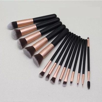 14-Piece Makeup Brush Set with Aluminum Brush Heads - Premium Synthetic Material for Beginners and Professionals, High Shine Premium Makeup Brush Set, Extra Soft(Black)