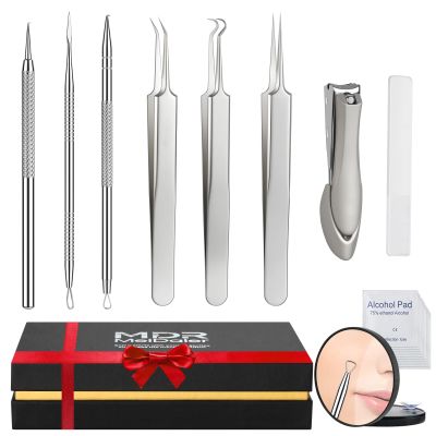 Titanium Alloy Pimple Popper Tool kit Blackhead Remover Comedone Extractor Kit with Box for Easily Remove blackheads, Acne, Blemishes, Whiteheads, pimples and Papules from The face and Bonus Gift