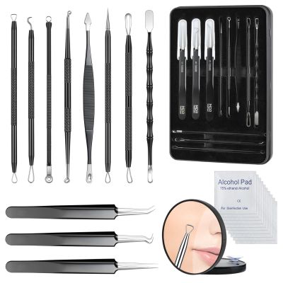 Pimple Popper Tool kit Blackhead Remover Comedone Extractor Kit with Box for Easily Remove blackheads, Acne, Blemishes, Whiteheads, pimples and Papules from The face and Bonus Gift -11pcs