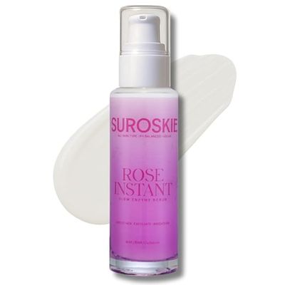 S.U.R.O.SKIE Rose Instant Face En.zyme Face Scrub 50ml | For Glowing Skin, Cleans Pores & Dark Spots | Rose AHA + BHA & Cellulose Extract | For Men & Women