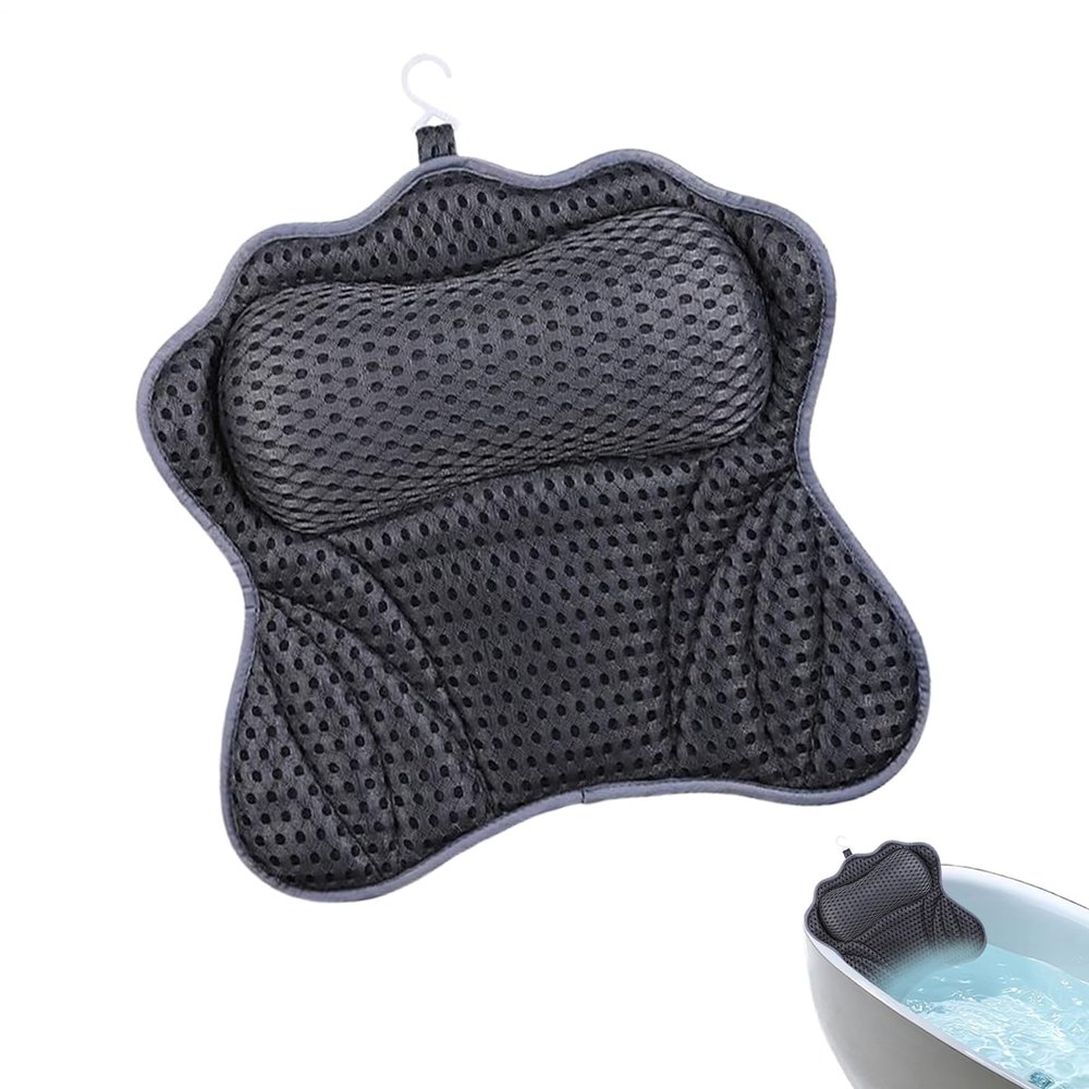 Bathtub Pillow | 4D Air Mesh Bath Tub Pillow | Breathable Head and Neck Support Headrest with Suction Cups for Shower Spa Soaking Hotel Bathing Home Apartment