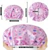 4 PCS Shower Cap for Women, Elastic and Reusable Bath Caps, Double Layers Shower Caps Reusable Waterproof, Bathing Shower Caps, Environmental Bath Hair Protection Cap - Heart view 3