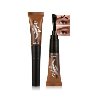 AKARY Tattoo Peel Off Eyebrow Gel for Women, Waterproof Temporary Eyebrow Gel Easy Peel Off, Last Up to 3 Days, Fuller & Defined Looking Eyebrow, Easy Application for All Skin Types, #01 Warm Brown