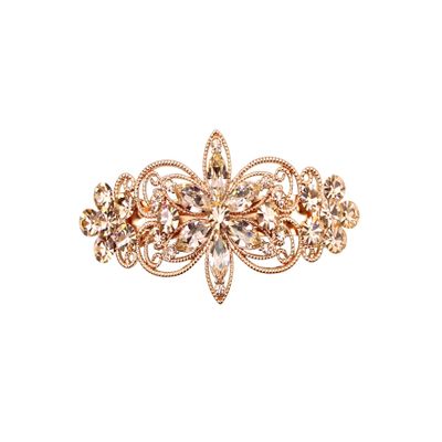 Faship Gorgeous Champagne Rhinestone Crystal Flora Hair Barrette Clip