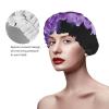 Purple Flower Beautiful Shower Cap for Women Men Large Waterproof Shower Bonnet Elastic Band Bathing Hair Hat Spa Salon Caps Double Layered Reusable Bath Caps for Long Hair, Braids view 4