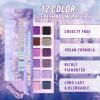 Purple Eyeshadow Palette, 12 Shades Lavender Purple Glitter EyeMakeup Pallet Smokey Neutral Silky Blendable Cream Eye Shadow for Older Women MatteMatellic Pink Compact for Cosplay Halloween Witch Look view 4