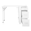 GUIAFUHYE 3-Tier Storage Drawers Nail Art Desk, Beauty Salon Station, Rolling Manicure Table with Foldable Top and 4 Lockable Wheels, Mobile Makeup Tables for Small Spaces (White) view 1