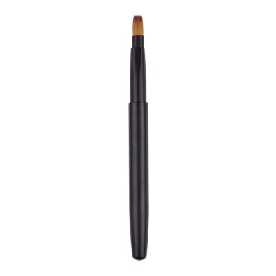 1PC Fiber Bristle Retractable Lip Brush With Cap, Single-Head Flat-Tip Lipstick Brush, For Precise Lipstick/Lip Gloss Application, Portable For Home, Travel, Makeup Bags