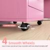 Beauty Salon Station for Hair Stylist, Salon Station Storage Cabinet with Wheels & Pink Gold Handle, Rolling Beauty Station with 3 Drawers & 6 Hair Dryer Holders, Pink view 4