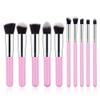 10-Piece Premium Makeup Brush Set Pink Silver view 1