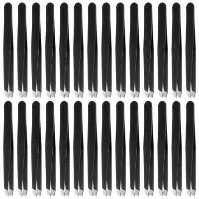 48 Pieces Eyebrow Tweezers Bulk Stainless Steel Slanted Tip Precision Tweezers for Facial Hair, Blackhead and Tick Remover, Men and Women Professional