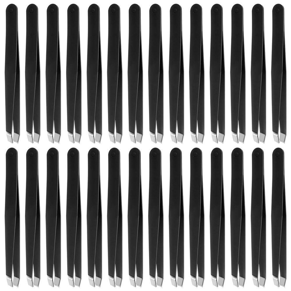 48 Pieces Eyebrow Tweezers Bulk Stainless Steel Slanted Tip Precision Tweezers for Facial Hair, Blackhead and Tick Remover, Men and Women Professional