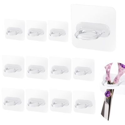 Mollcouver 12 Pcs Wall-Mounted Shear Holders Adhesive Scissor Storage for Stylists, Barbers, Pet Groomers Ideal for Home, Kitchen, Salons & Barbershops