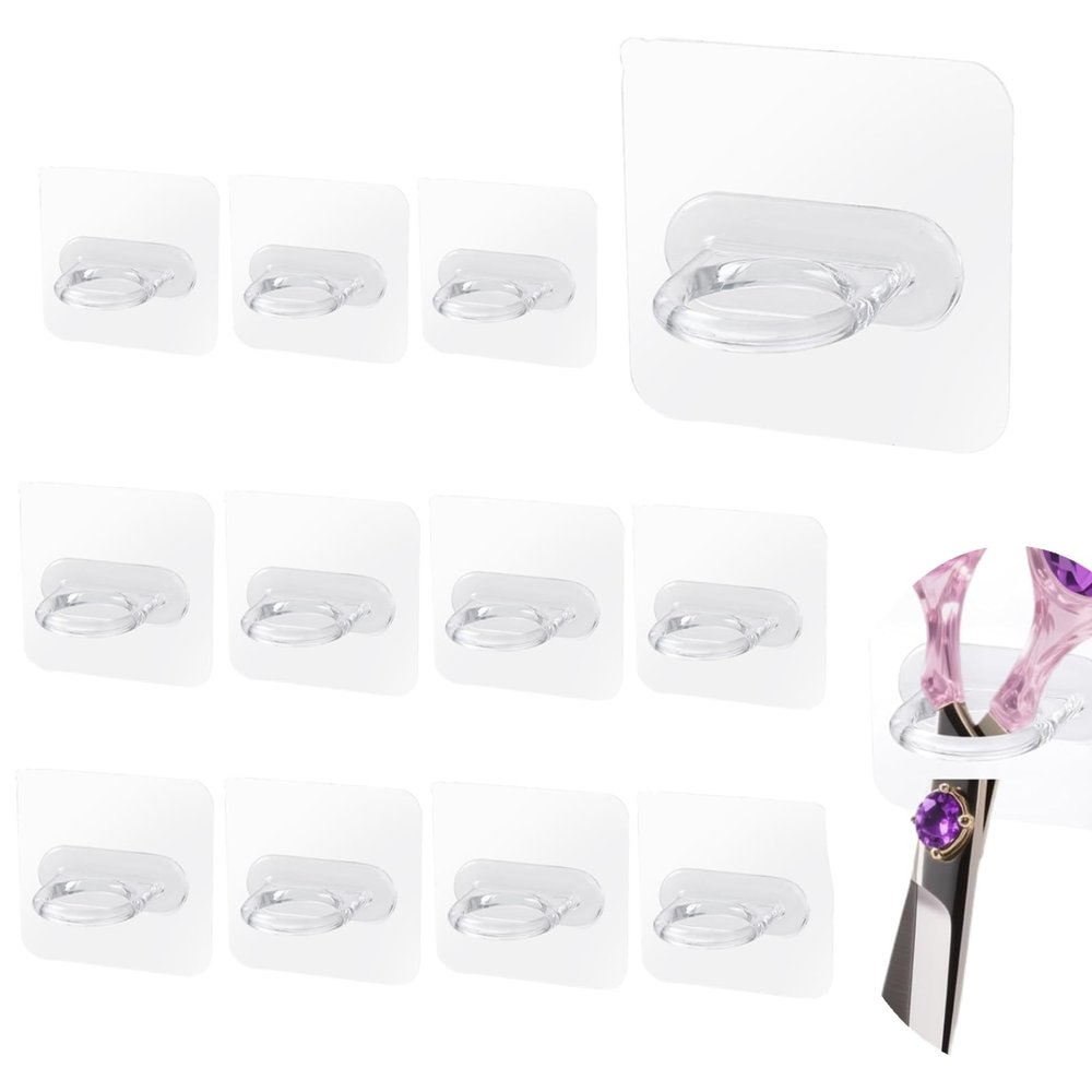 Mollcouver 12 Pcs Wall-Mounted Shear Holders Adhesive Scissor Storage for Stylists, Barbers, Pet Groomers Ideal for Home, Kitchen, Salons & Barbershops