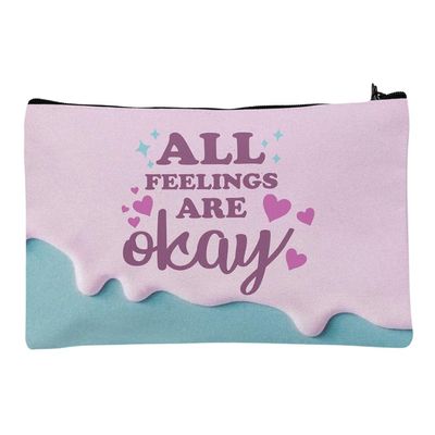 All Feelings Are Okay Travel Makeup Bag - Empowering Quote Accessory Pouch