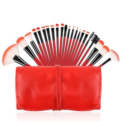 22-Piece Premium Makeup Brush Set with Cosmetic Bag red