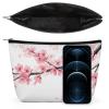 Meaudiwes Personality Fashion Zipper Cosmetic Case, Portable Makeup Case, Toiletry Bag, Branch Of A Flourishing Tree Cherry Flowers Blossoms Spring Theme Art Travel Cosmetic Toiletry Bag view 3