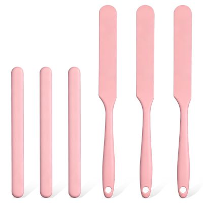 6 Pcs Silicone Stir Sticks and Silicone Wax Spatula Set Reusable Hard Wax Stick for Home Hair Removal Body Care (Pink)